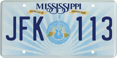 MS license plate JFK113