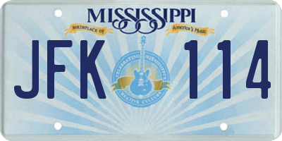 MS license plate JFK114
