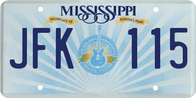MS license plate JFK115