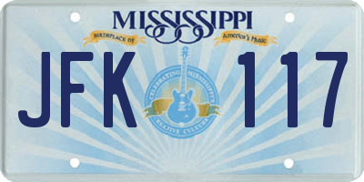 MS license plate JFK117