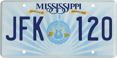 MS license plate JFK120