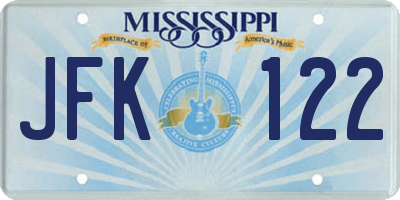 MS license plate JFK122