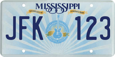MS license plate JFK123