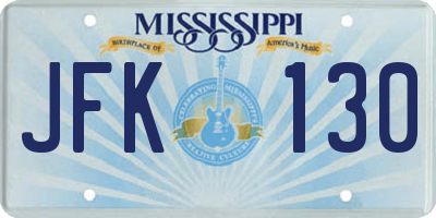 MS license plate JFK130