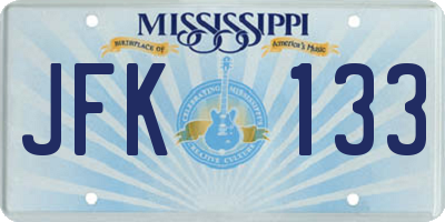 MS license plate JFK133