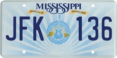 MS license plate JFK136