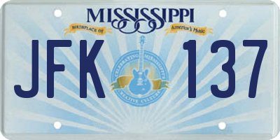 MS license plate JFK137