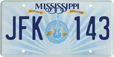 MS license plate JFK143
