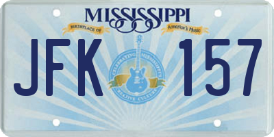 MS license plate JFK157