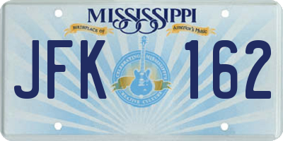 MS license plate JFK162
