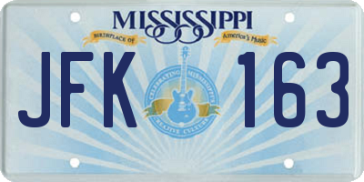 MS license plate JFK163