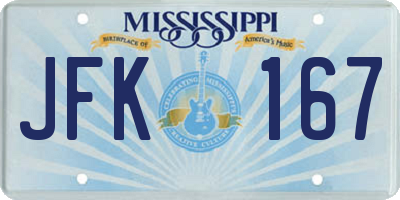 MS license plate JFK167