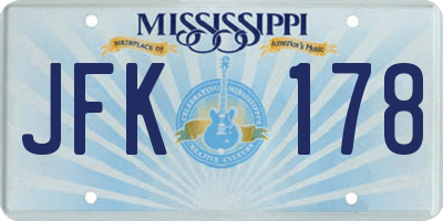MS license plate JFK178