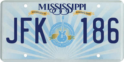 MS license plate JFK186