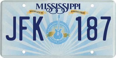 MS license plate JFK187