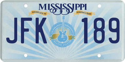 MS license plate JFK189