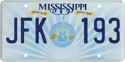 MS license plate JFK193