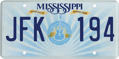 MS license plate JFK194