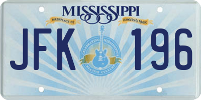 MS license plate JFK196