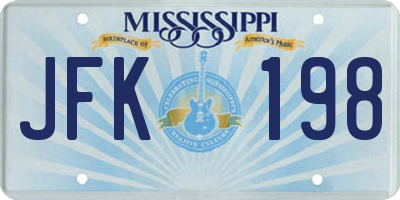 MS license plate JFK198