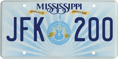 MS license plate JFK200