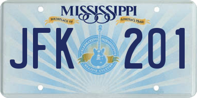 MS license plate JFK201