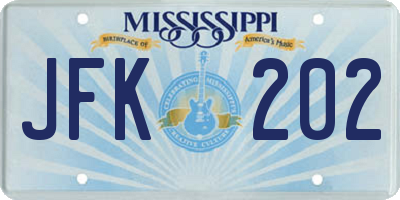 MS license plate JFK202