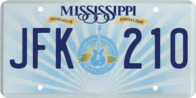MS license plate JFK210