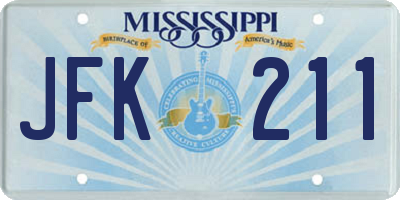 MS license plate JFK211