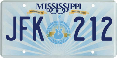 MS license plate JFK212