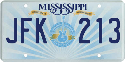 MS license plate JFK213