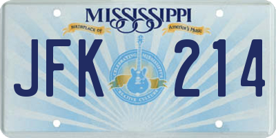 MS license plate JFK214
