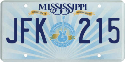 MS license plate JFK215