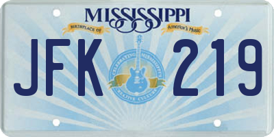 MS license plate JFK219