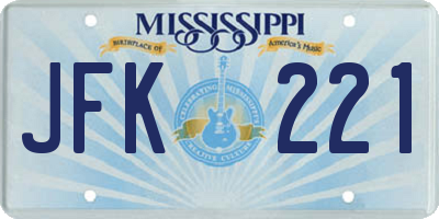 MS license plate JFK221