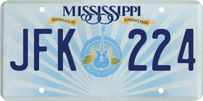 MS license plate JFK224