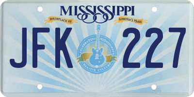 MS license plate JFK227