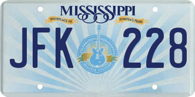 MS license plate JFK228