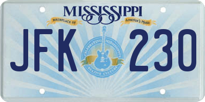 MS license plate JFK230