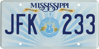 MS license plate JFK233