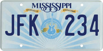 MS license plate JFK234