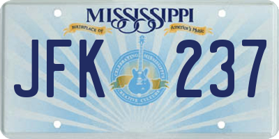 MS license plate JFK237