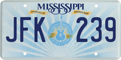 MS license plate JFK239