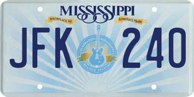 MS license plate JFK240