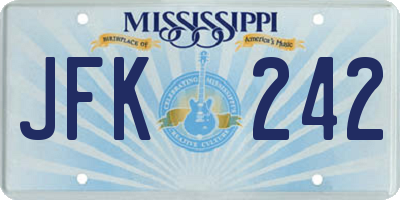 MS license plate JFK242
