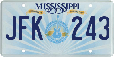 MS license plate JFK243