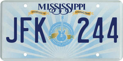 MS license plate JFK244