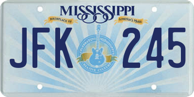MS license plate JFK245