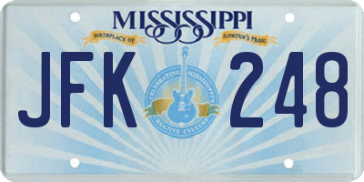 MS license plate JFK248