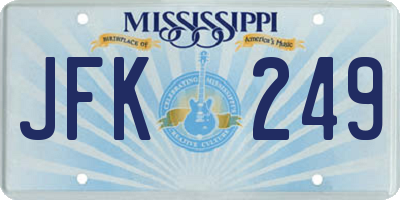 MS license plate JFK249